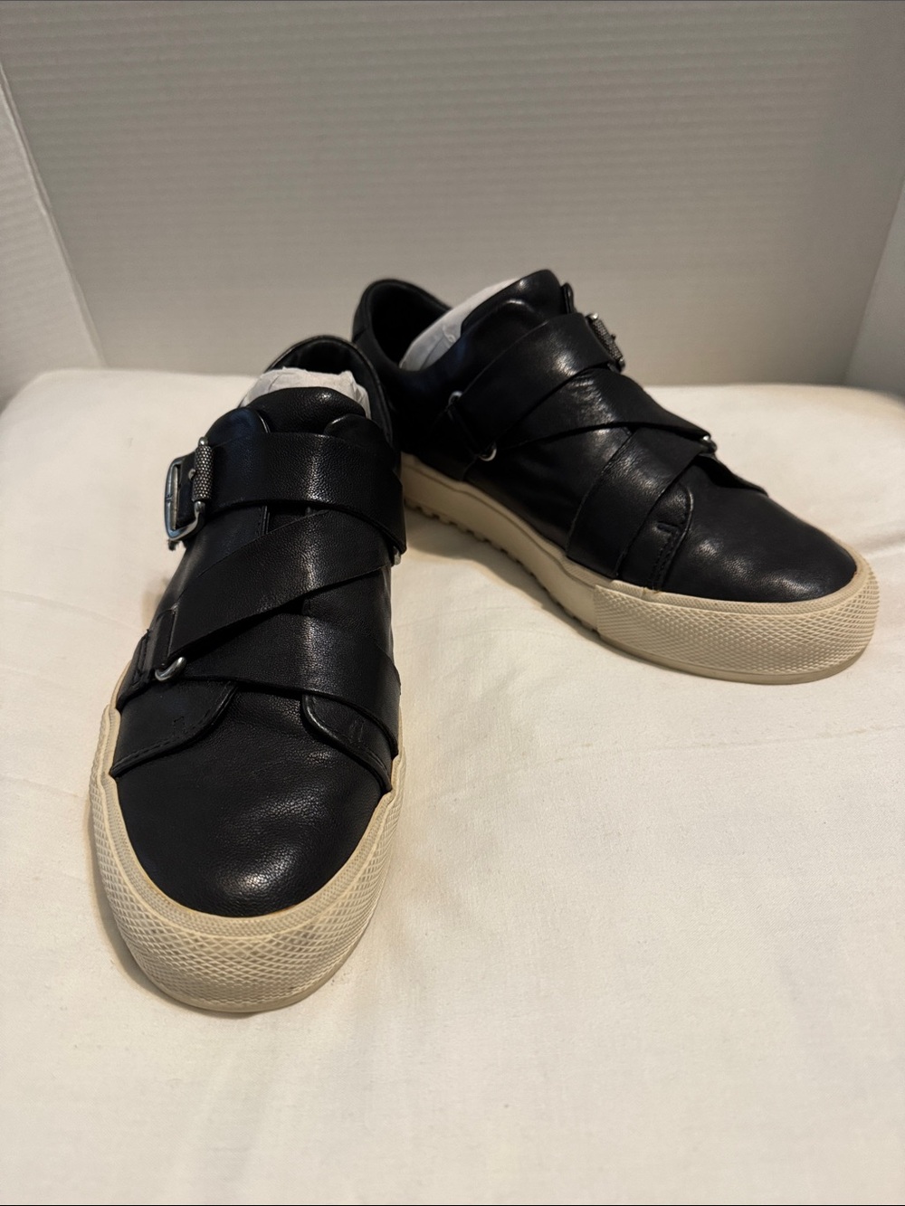 Frye Gia Moto Women's 9M Low Platform Sneakers Shoes Black Leather 3470471